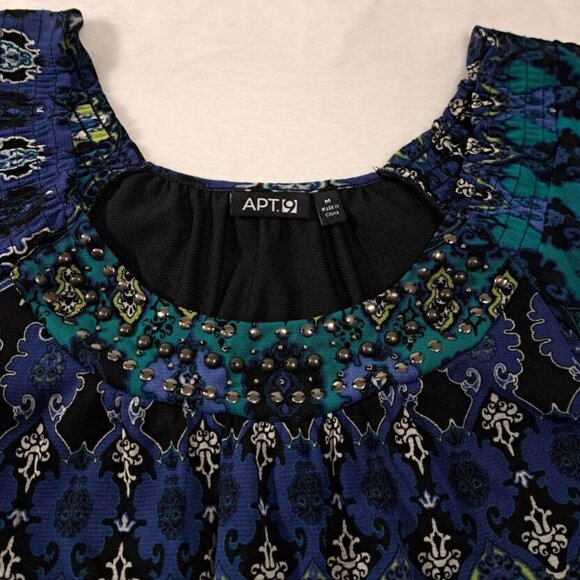 Apt 9‎ Womens Blouse Top Size Medium Multicolor Square Neck - Picture 3 of 10